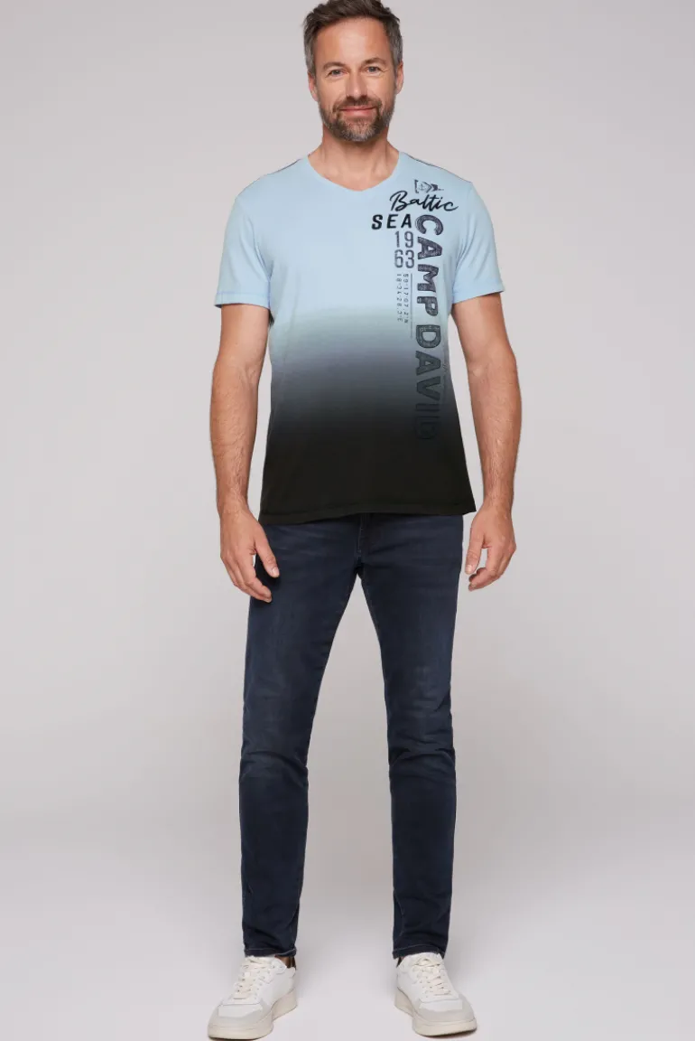 Best CAMP DAVID & SOCCX T-Shirt Dip Dye mit senkrechtem Logo Artwork black