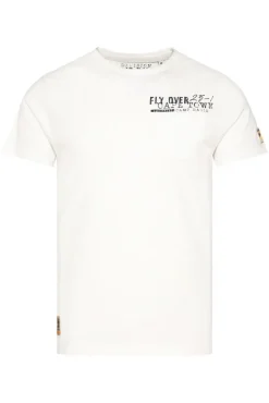 Online CAMP DAVID & SOCCX T-Shirt mit Brusttasche und Rücken-Artwork ivory