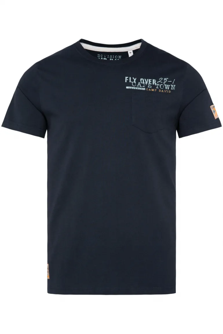 Online CAMP DAVID & SOCCX T-Shirt mit Brusttasche und Rücken-Artwork blue navy bluenavy