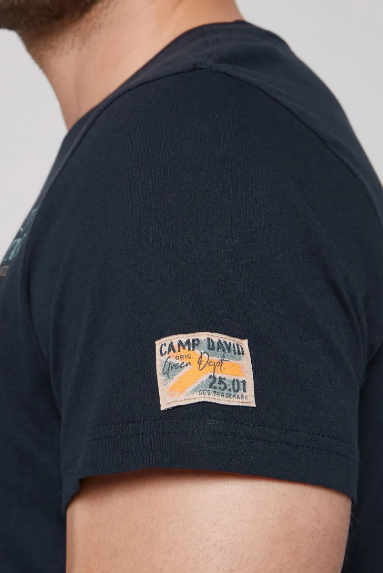 Online CAMP DAVID & SOCCX T-Shirt mit Brusttasche und Rücken-Artwork blue navy bluenavy