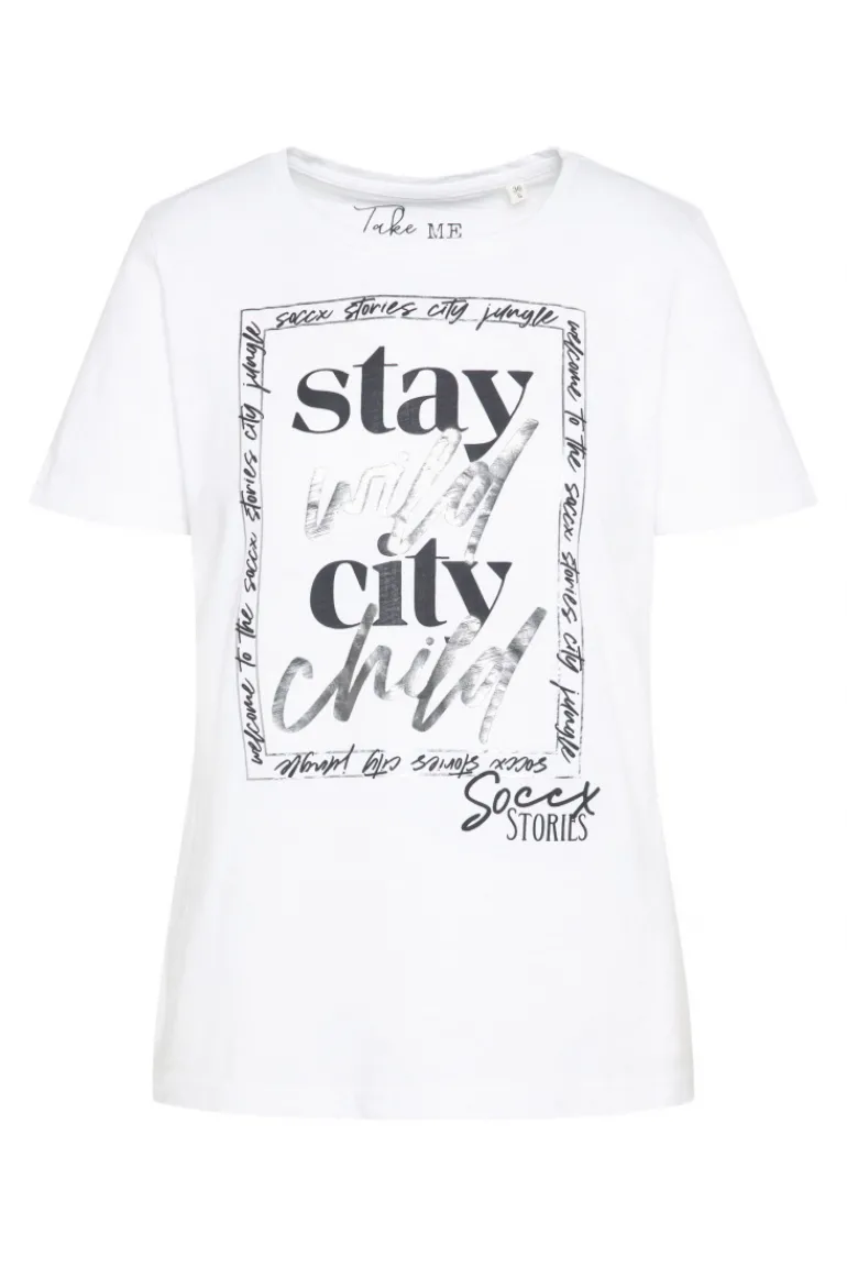Cheap CAMP DAVID & SOCCX T-Shirt mit Folienprint opticwhite