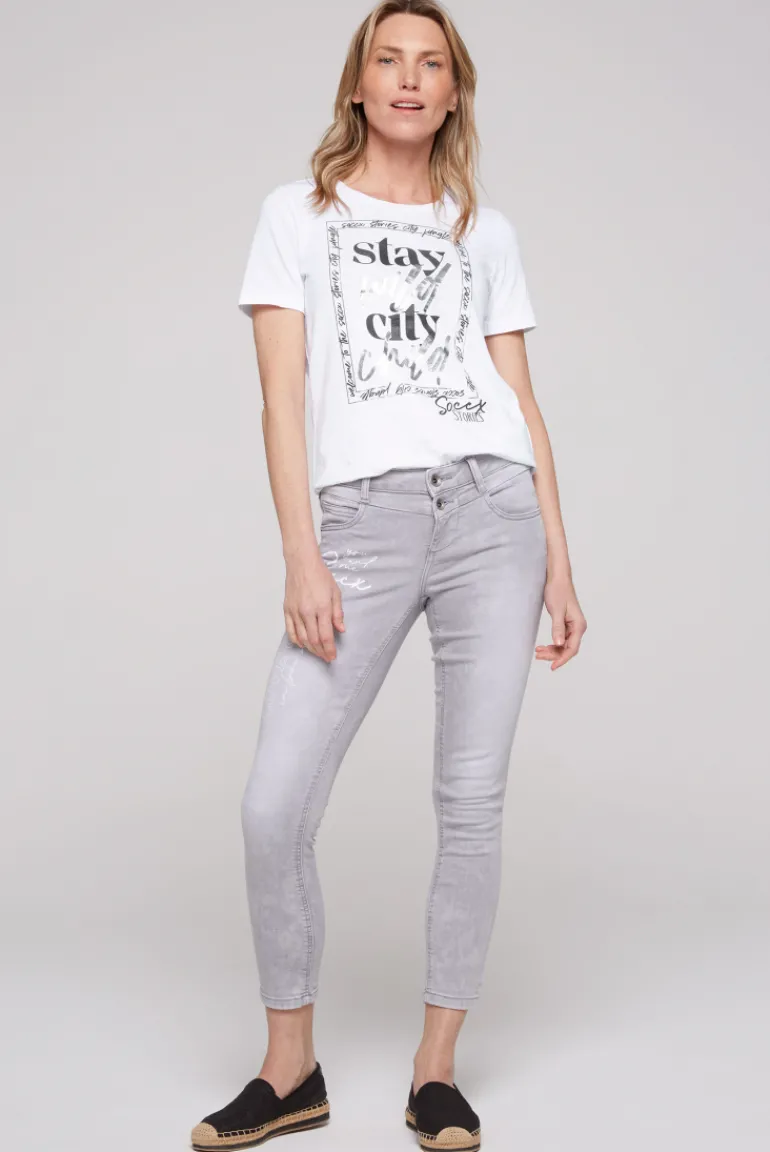 Cheap CAMP DAVID & SOCCX T-Shirt mit Folienprint opticwhite