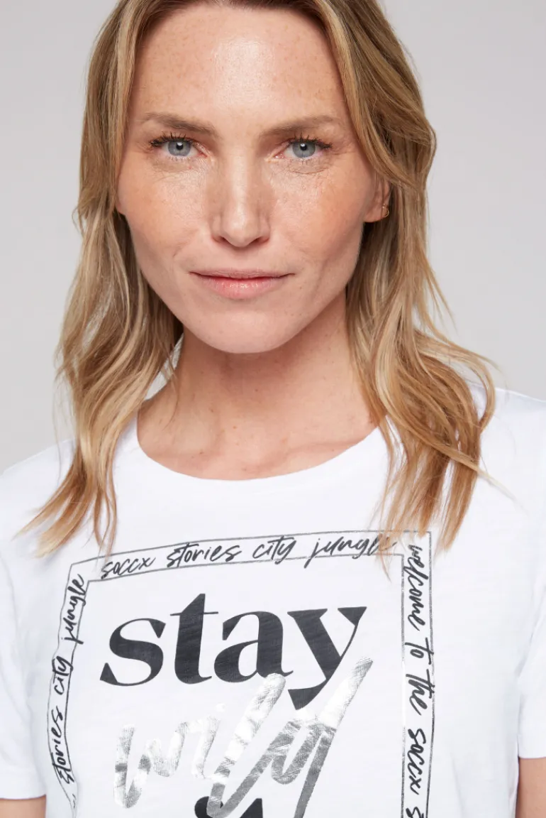Cheap CAMP DAVID & SOCCX T-Shirt mit Folienprint opticwhite