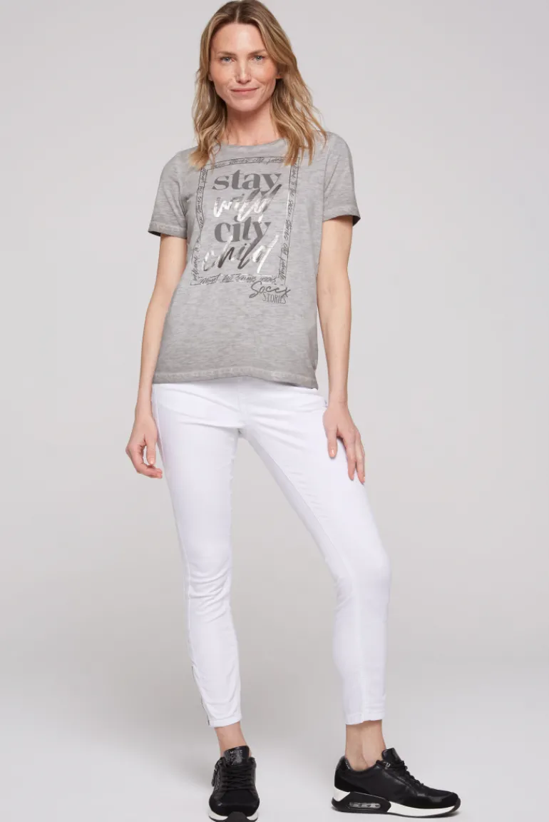 Cheap CAMP DAVID & SOCCX T-Shirt mit Folienprint shadow