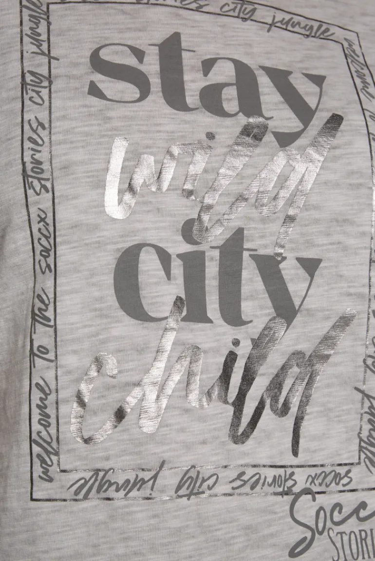 Cheap CAMP DAVID & SOCCX T-Shirt mit Folienprint shadow