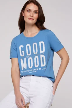 Cheap CAMP DAVID & SOCCX T-Shirt mit Glitter-Puff-Print airy blue airyblue