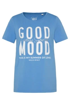 Cheap CAMP DAVID & SOCCX T-Shirt mit Glitter-Puff-Print airy blue airyblue