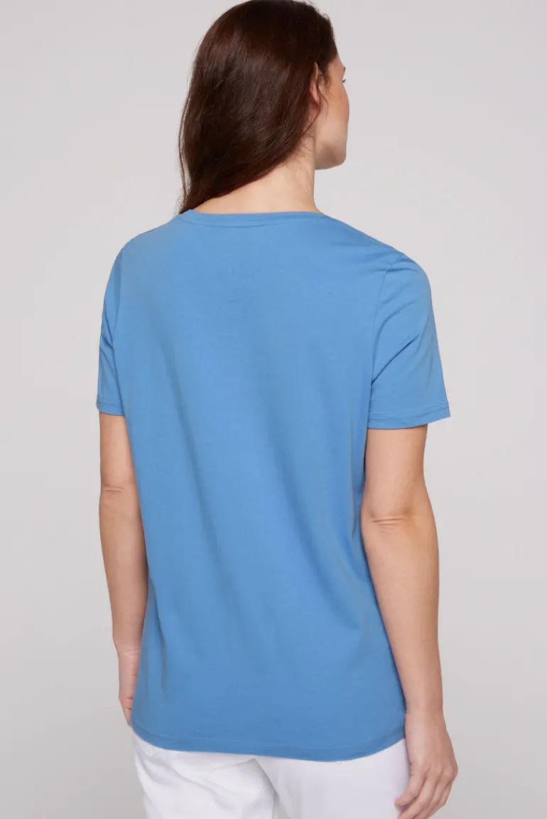 Cheap CAMP DAVID & SOCCX T-Shirt mit Glitter-Puff-Print airy blue airyblue