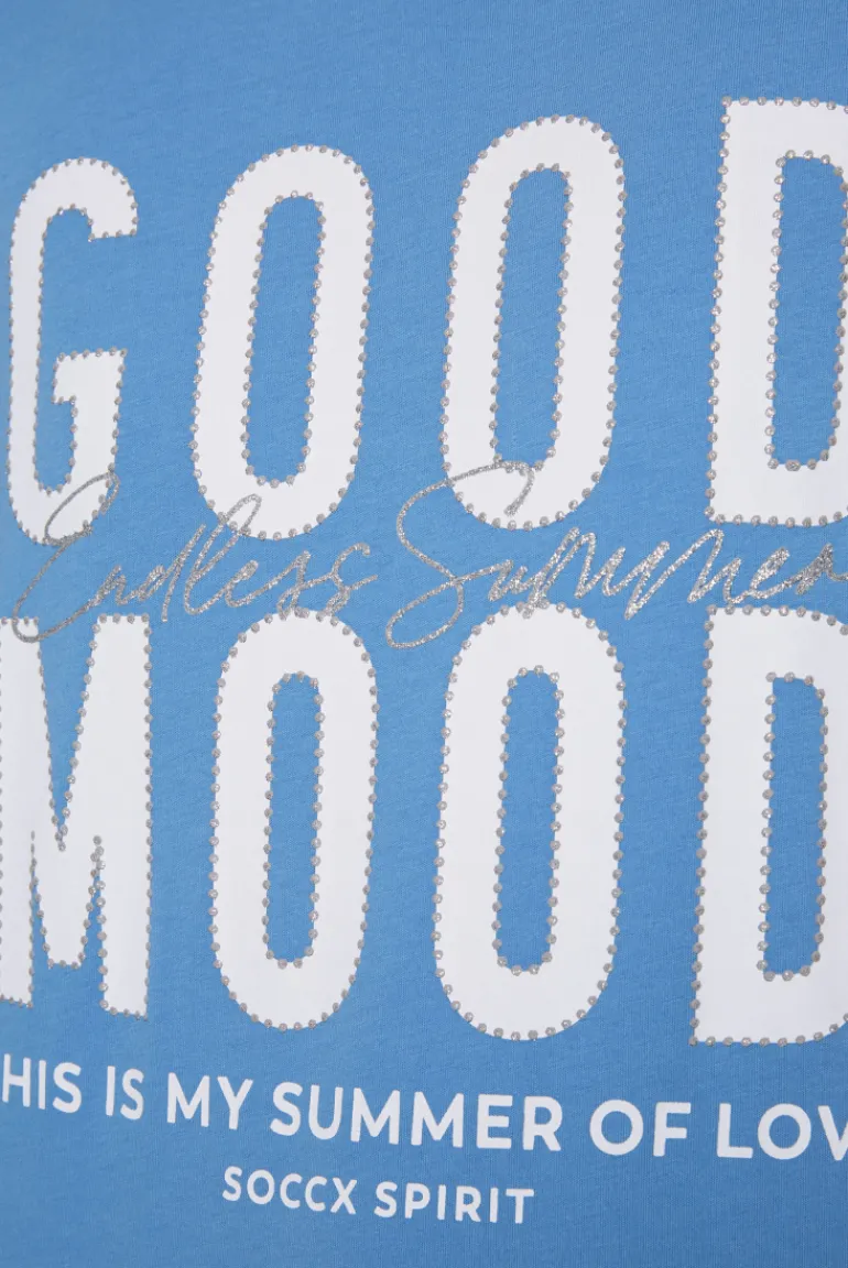 Cheap CAMP DAVID & SOCCX T-Shirt mit Glitter-Puff-Print airy blue airyblue