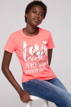 Best CAMP DAVID & SOCCX T-Shirt mit Glitter-Puff-Print neon pink neonpink