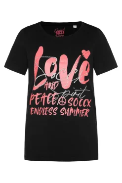Sale CAMP DAVID & SOCCX T-Shirt mit Glitter-Puff-Print | S black