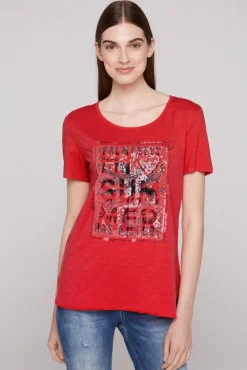 Best Sale CAMP DAVID & SOCCX T-Shirt mit Pailletten-Artwork red orange redorange