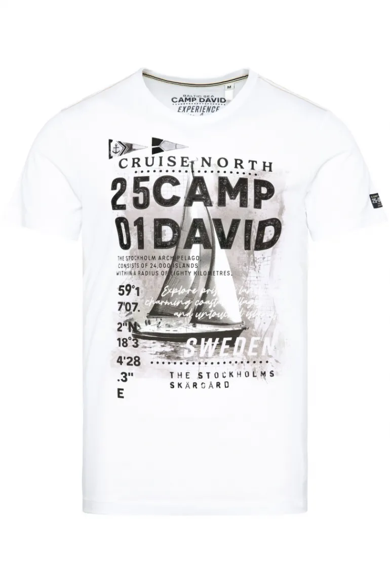 Outlet CAMP DAVID & SOCCX T-Shirt mit Photoprint opticwhite