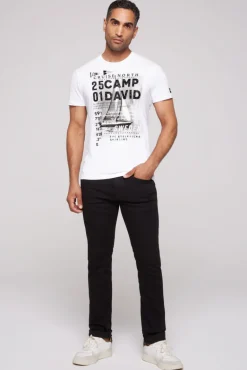 Outlet CAMP DAVID & SOCCX T-Shirt mit Photoprint opticwhite