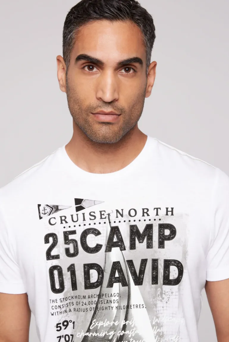 Outlet CAMP DAVID & SOCCX T-Shirt mit Photoprint opticwhite