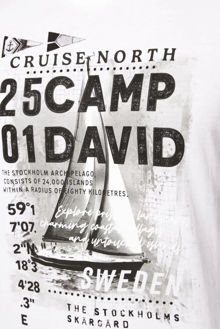 Outlet CAMP DAVID & SOCCX T-Shirt mit Photoprint opticwhite
