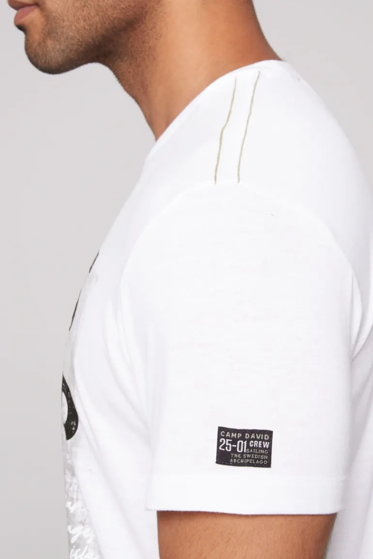 Outlet CAMP DAVID & SOCCX T-Shirt mit Photoprint opticwhite