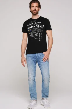 Clearance CAMP DAVID & SOCCX T-Shirt mit Print Artwork black