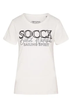 Outlet CAMP DAVID & SOCCX T-Shirt mit Rundhalsausschnitt und Glitter Print ivory