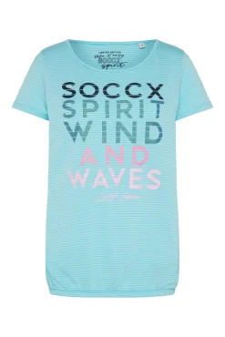 Best Sale CAMP DAVID & SOCCX T-Shirt mit tonigen Streifen und Glitter Print coast blue coastblue