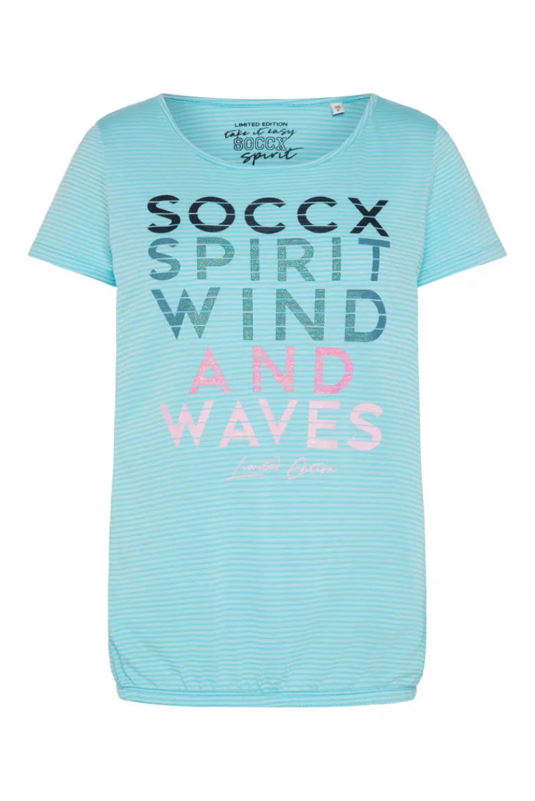 Best Sale CAMP DAVID & SOCCX T-Shirt mit tonigen Streifen und Glitter Print coast blue coastblue