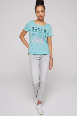 Best Sale CAMP DAVID & SOCCX T-Shirt mit tonigen Streifen und Glitter Print coast blue coastblue