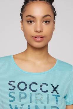 Best Sale CAMP DAVID & SOCCX T-Shirt mit tonigen Streifen und Glitter Print coast blue coastblue