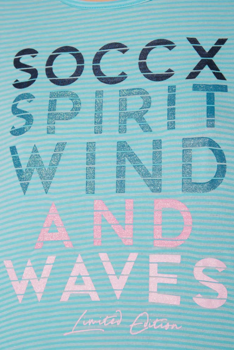 Best Sale CAMP DAVID & SOCCX T-Shirt mit tonigen Streifen und Glitter Print coast blue coastblue