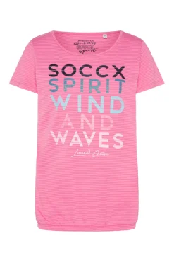 Cheap CAMP DAVID & SOCCX T-Shirt mit tonigen Streifen und Glitter Print pink punch pinkpunch