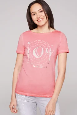 Cheap CAMP DAVID & SOCCX T-Shirt mit U-Boot-Ausschnitt und Artwork sunrise