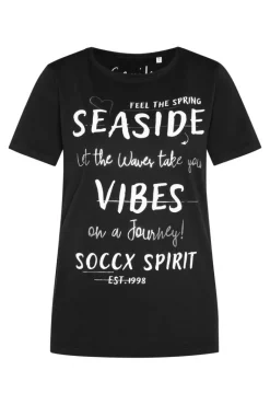 Shop CAMP DAVID & SOCCX T-Shirt mit U-Boot-Ausschnitt und Wording Print black