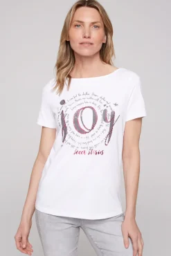 Best CAMP DAVID & SOCCX T-Shirt mit U-Boot-Ausschnitt und Artwork opticwhite