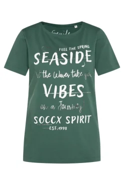 Store CAMP DAVID & SOCCX T-Shirt mit U-Boot-Ausschnitt und Wording Print dark green darkgreen