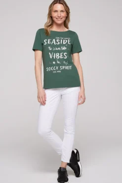 Store CAMP DAVID & SOCCX T-Shirt mit U-Boot-Ausschnitt und Wording Print dark green darkgreen