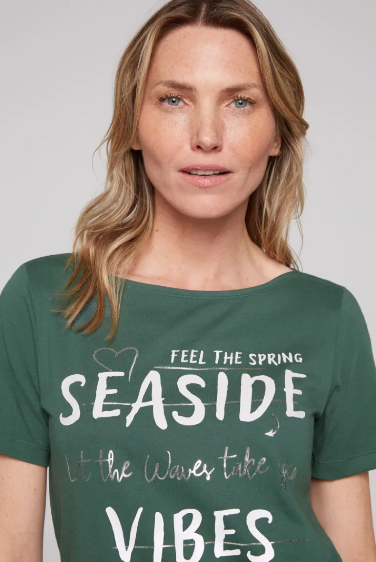 Store CAMP DAVID & SOCCX T-Shirt mit U-Boot-Ausschnitt und Wording Print dark green darkgreen