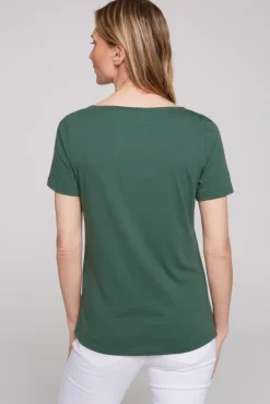 Store CAMP DAVID & SOCCX T-Shirt mit U-Boot-Ausschnitt und Wording Print dark green darkgreen