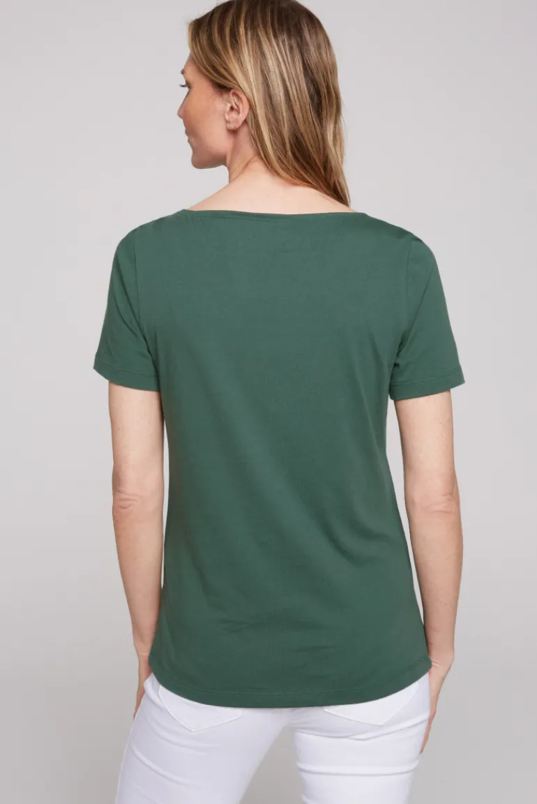 Store CAMP DAVID & SOCCX T-Shirt mit U-Boot-Ausschnitt und Wording Print dark green darkgreen