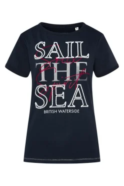 Cheap CAMP DAVID & SOCCX T-Shirt mit U-Boot-Ausschnitt und Glossy-Pailletten-Print blue navy bluenavy