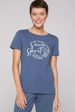 Best CAMP DAVID & SOCCX T-Shirt mit U-Boot-Ausschnitt und Label Print blue haze bluehaze