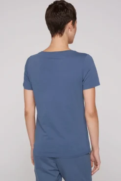Best CAMP DAVID & SOCCX T-Shirt mit U-Boot-Ausschnitt und Label Print blue haze bluehaze