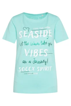 Cheap CAMP DAVID & SOCCX T-Shirt mit U-Boot-Ausschnitt und Wording Print flash aqua | S flashaqua