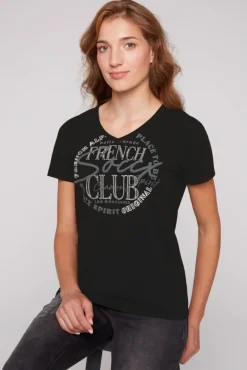 Store CAMP DAVID & SOCCX T-Shirt mit V-Ausschnitt und Print black