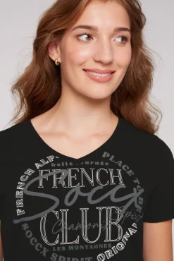 Store CAMP DAVID & SOCCX T-Shirt mit V-Ausschnitt und Print black