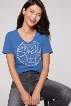 Cheap CAMP DAVID & SOCCX T-Shirt mit V-Ausschnitt und Print vividblue