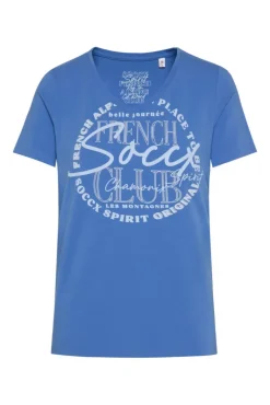 Cheap CAMP DAVID & SOCCX T-Shirt mit V-Ausschnitt und Print vividblue
