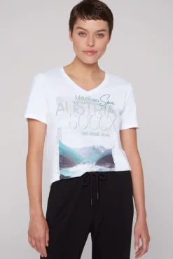 Best CAMP DAVID & SOCCX T-Shirt mit V-Ausschnitt und Photoprint opticwhite