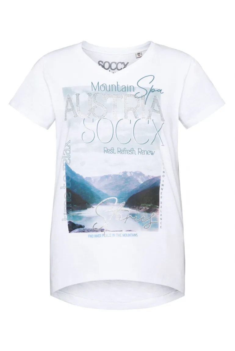 Best CAMP DAVID & SOCCX T-Shirt mit V-Ausschnitt und Photoprint opticwhite