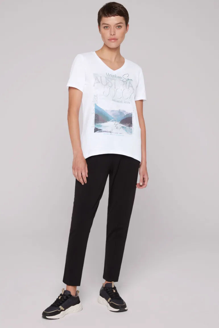 Best CAMP DAVID & SOCCX T-Shirt mit V-Ausschnitt und Photoprint opticwhite