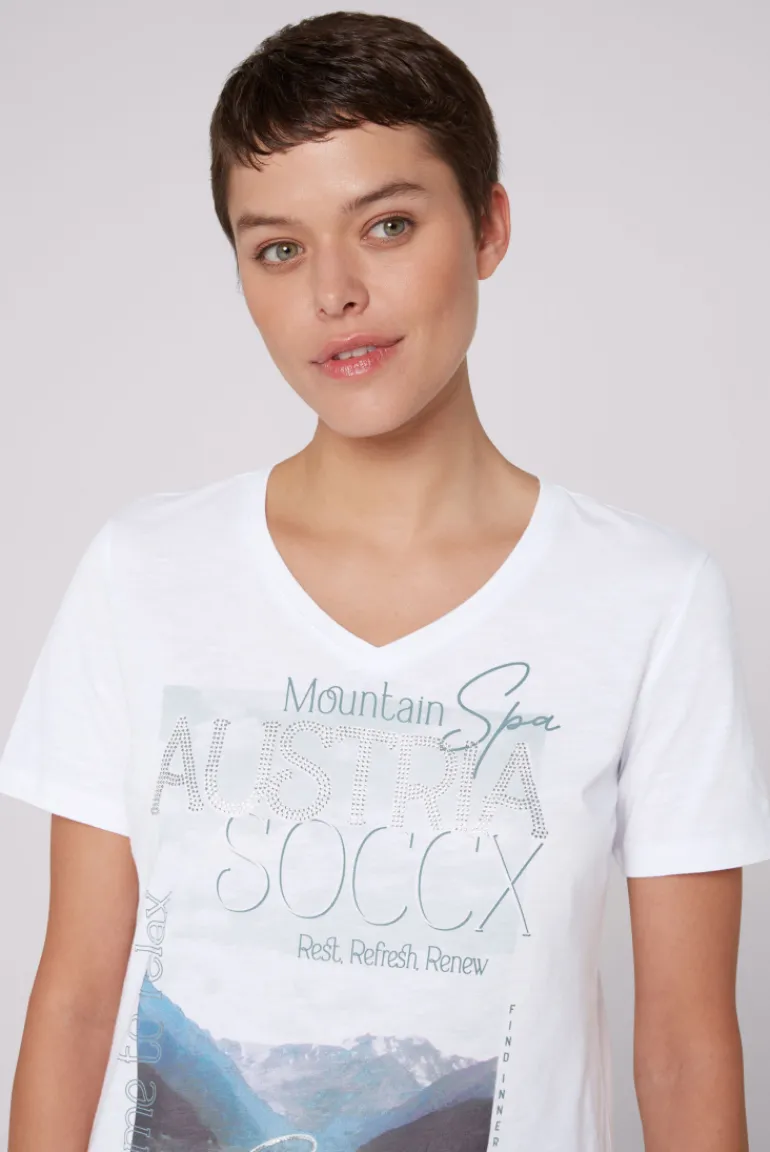 Best CAMP DAVID & SOCCX T-Shirt mit V-Ausschnitt und Photoprint opticwhite