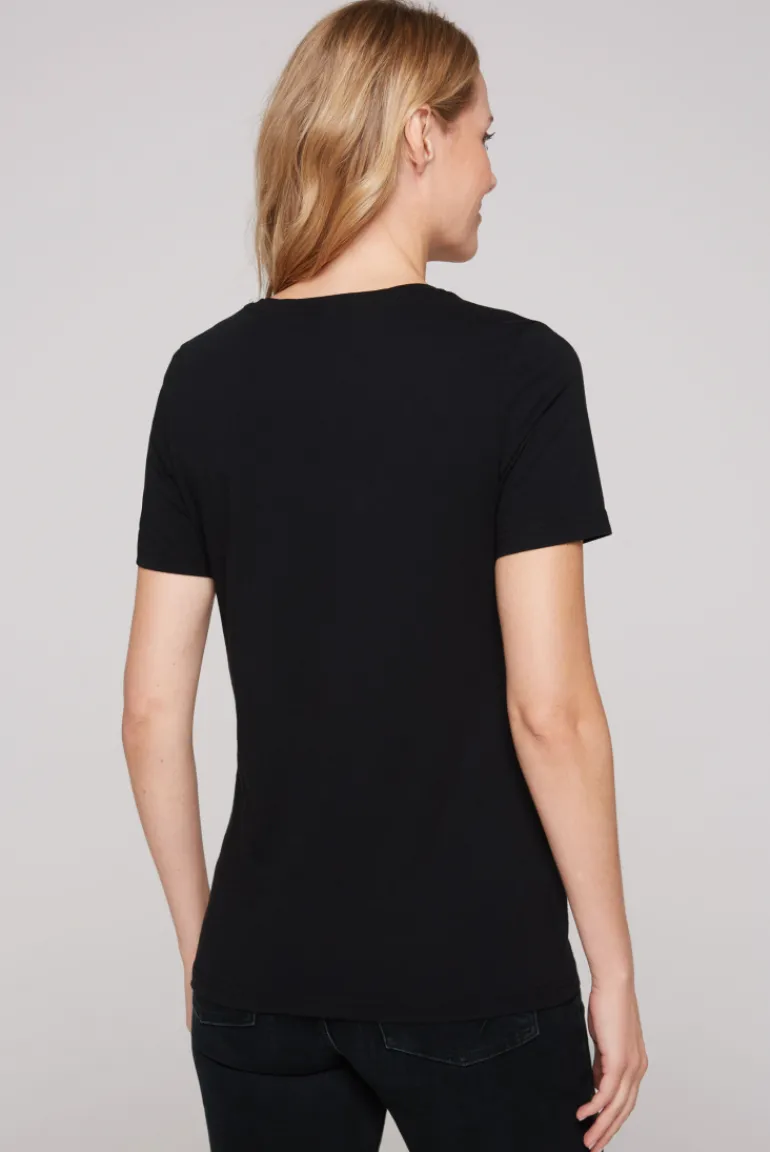 Online CAMP DAVID & SOCCX T-Shirt mit V-Ausschnitt und Label Print black